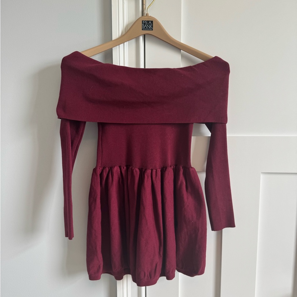Burgundy Off-Shoulder Dress